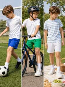 4pcs/Set Kids And Young BoyMesh Sports Shorts, 4 Random Colors From 7 Available, Suitable For Daily Training And Basketball - Multicolor - View 3