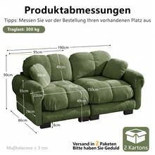 Sofa Green Made Of Chenille For Living Room And Lounge - 綠色 2 人座 - 查看 4