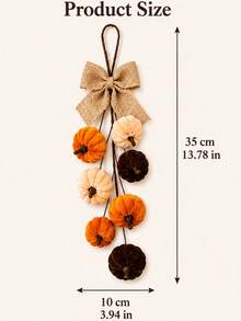1pc Artificial Velvet Foam Pumpkin Wall Hanging, Autumn Home Decor, Farmhouse Harvest Style, Thanksgiving Window And Door Decoration, Suitable For Autumn, Holiday And Party Decor, Halloween Decoration - Multicolor - View 7
