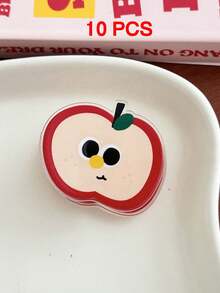30/10pcs Apple Cartoon Decorative Gift Sealing Clip, Note Holder, PP Clip, Cute Small Item For Students As A Gift - Multicolor - View 13