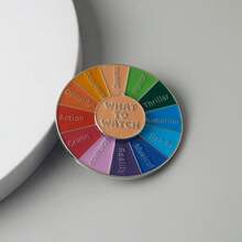 1pc Novelty Colorful Rotating Wheel Brooch Pin, Movable Letter Spinner, Multi-Color Selection, Fun Game Brooch, Gift - Multicolor - View 3