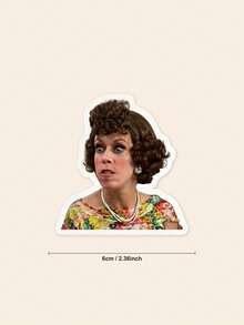 1pc Waterproof PVC Funny Meme Sticker, Retro Exaggerated Expression Woman Laptop Decal, Sarcastic Reaction Sticker, Suitable For Water Bottle, Phone Case, Tablet, Planner Decoration And Kindle Decoration, American Retro Style Accessory - A - View 2