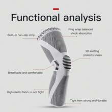 1 Piece Of Breathable Compression Knee Sleeve Anti-Slip Knitted Knee Support Brace Sports Knee Protector For Basketball Running Cycling Gym Meniscus Injury Recovery Knee Guard - Grey - View 5