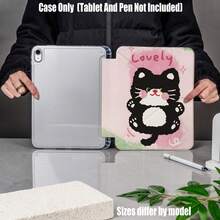 Cartoon Cat Pattern Y-Fold High Transparency Acrylic Tablet Protective Case With Pen Slot. Y-Fold High Transparency Acrylic Protective Case. Tablet Protective Case Features: Y-Shaped Tri-Fold Stand Design, Smart Sleep/Wake, Full Coverage Protection, Airbag Shockproof Frame, Multi-Angle Stand, Built-In Pen Slot, Lightweight And Portable. Compatible With IPad Mini4/5 (7.9 Inch), Mini6/7 (8.3 Inch); Air1/2/3 - Multicolor - View 8