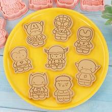 DOBBLE 8pcs Superhero Cookie Cutter Set, Character Plastic Cookie Mold, Press-Out Baking Mold, Suitable For DIY Cookies, Fondant, Pastry Making - Multicolor - View 4
