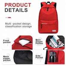 Minimalist Solid Color All-Match Backpack, Ins Style Student School Bag, Large Capacity Waterproof Wear-Resistant Laptop Backpack, Lightweight Pressure-Reducing Commuter Backpack, Japanese Style Versatile Casual Backpack, Middle School High School College Student School Bag, Daily Travel Short Trip Bag, Multi-Pocket Storage Backpack, Unisex Versatile Campus Travel Backpack - Multicolor - View 10