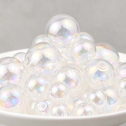 5/10pcs 12-25mm Iridescent White AB Glass Beads With Holes, DIY Handmade Beaded Bracelet, Necklace, Keychain Jewelry Making Materials