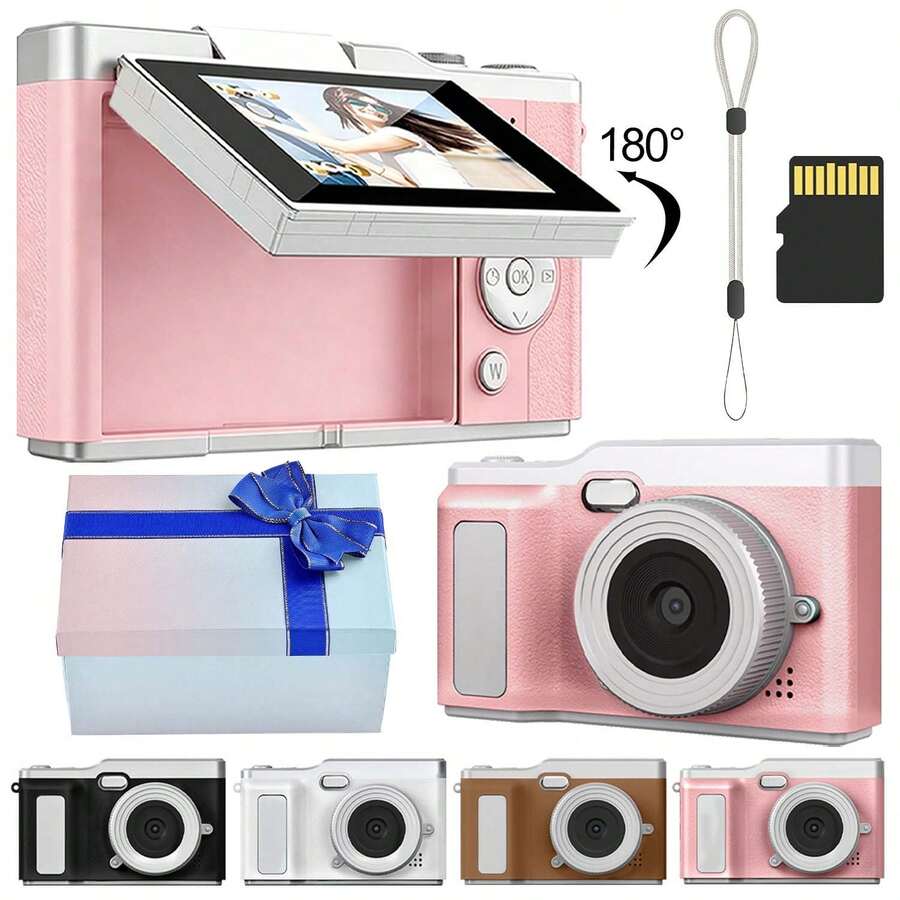 Kamera Digital 4X Zoom Digital 48MP Kamera Digital Fotografi Profesional Cocok Untuk Video Blogger Dan Pemula, Mendukung Fungsi Foto, Video Dan Webcam, Hadiah Ideal Untuk Hari Thanksgiving, Hari Valentine, Natal Dan Tahun Baru. Musim Wisuda, Idul Fitri (Baterai 600mAh)