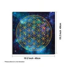 1PC Galaxy Flower Of Life Tarot Cloth, Sacred Geometry Cosmic Altar Mat, Spiritual Divination Table Decor Tapestry - Multicolor - View 7