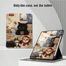 Cat, Strawberry, Flower, High Wine Glass Pattern Painted Effect Tablet Protective Case, Built-In Pen Slot, With Stand, Suitable For Honor 8/9/10/X8/X8A/X9/X8Pro/X9Pro And Other Models/ MatePad Se 11 Inch/MatePad 11 Inch/11.5 Inch, MatePad Pro, Apple 10th/11th Gen 2025 (A16), Galaxy Tab A7/A9 And Other Popular Models - Multicolor - View 4