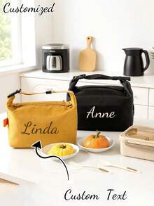 Customizable Portable Lunch Bag, Large Capacity Reusable Insulated Lunch Bag, Customizable Text Food Box, Waterproof Office Cold Storage Lunch Box With Shoulder Strap Insulated Cold Storage Bag, Large Capacity Travel Handheld Insulated Bag, Lunch Box Bag - Multicolor - View 1