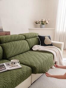 1 Stück Jacquard elastischer Sofakissenbezug, moderner Sofabezug, geeignet für Wohnzimmer, Schlafzimmer, Outdoor-Sofa, L-förmiges Sofaschutzset, Chaiselongue/Ecksofa-Bezug, Sitzkissenbezug, ganzjährig - Grün - Übersicht 7
