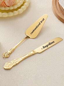 Customized Text Logo Wedding Cake Knife And Server Set, Mr. And Mrs. Gift Set, For Wedding, Engagement, Birthday, Anniversary, Graduation, Bachelor Party, Wedding Souvenir, Thanksgiving, Christmas Gift - Multicolor - View 8