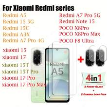 واقي شاشة زجاجي مقسى 3D HD ل- Redmi 17/17 4G/A7 Pro/A5, 15/15C/14C/ A3X، واقي عدسة زجاجي مقسى شفاف، فيلم مقسى مضاد للخدش، فيلم واقي للكاميرا، واقي عدسة الكاميرا - شفاف - مشاهدة 2