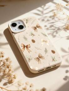 1 buah Casing Ponsel Lembut Bertekstur Kulit dengan Lubang Besar, Motif Daun Maple Musim Gugur, Pita, Kerucut Pinus, Biji Ek, dan Ranting Beri, Kompatibel dengan iPhone 11/12/13/14/15/16/17 Pro Max - MultiWarna - View 4