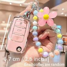 1pc Car Key Cover With Mixed Color Macaron Beaded Keychain, Acrylic Beaded Key Ring, Suitable For Polo, Tiguan, Passat B5, B6, B7, Golf 4, 5, 6, MK6, Jetta, Lavida And Other Car Models, Car Key Set With Mixed Color Macaron Beaded Keychain - one-size - View 11