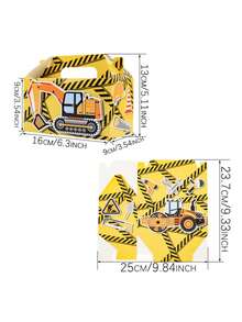 Construction Excavator & Bulldozer Pattern Party Favor Gift Box, Building Theme Birthday Party Favor Paper Box, Toy Theme Party Candy & Snack Packaging Box Set - Multiple Styles - View 6