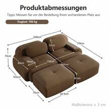 Modular Chaise Lounge Brown Made Of Corduroy For Living Room And Relaxation Area - 棕色雙人座 - 查看 11