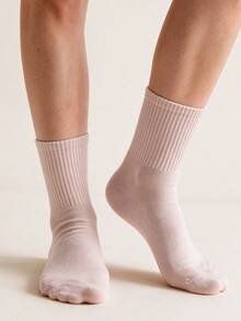 1/6/15 Pairs Unisex Solid Pink Basic Minimalist Casual Sports High Elastic Moisture-Wicking Breathable Seamless Cuff Loose Fit Socks For Daily Commute Home Wear Suitable For All Seasons - Pink - View 9