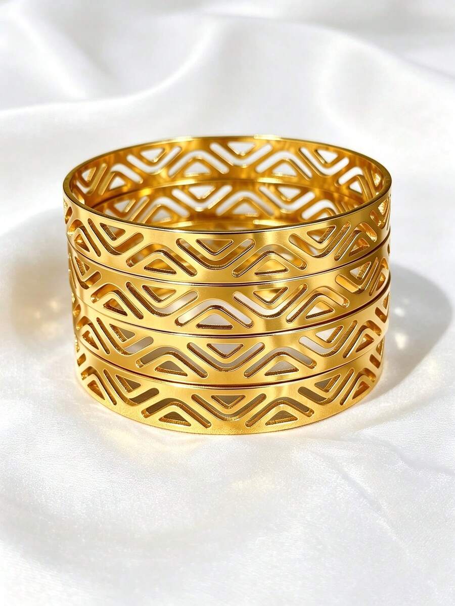 Texture And Hollow Out Multiple Optional Layered Bracelets, Suitable For Daily Banquets, Parties, And Ramadan Wear