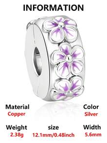 1pc Fashion Charming Minimalist Niche Design Positioning Buckle Series Petal, Butterfly, Star Moon, Demon Eye Bead Charm Creative Daily Versatile DIY Bracelet Necklace Gift - Silver - View 14