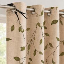 NOSBEI 2PCS Curtain Panels / 3PCS Kitchen Curtain Set, Bird & Leaf Digital Print Faux Linen Light Filtering Window Curtains, Botanical Branch Nature Inspired Farmhouse Curtains, Valance & Tier Set For Kitchen, Living Room, Bedroom & Dining Room - Multicolor - View 4