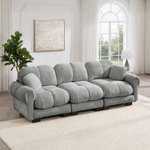 Sofa Grey Made Of Chenille For Living Room - 淺灰色 3 人座 - 查看 3