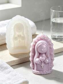1pc Q-Version Praying Girl Scented Candle Silicone Mold, DIY Handmade Soy Wax Fragrance Decor, Plaster, Drip Glue, Resin Craft, High Temperature Resistant Mold - Praying Girl Mold - View 1