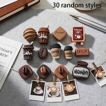 15/20/30 piezas de chinchetas creativas de estilo vintage americano con diseño de grano de café de chocolate, chinchetas para fijar fotos en la pared, chinchetas decorativas para tablero de fieltro, chinchetas decorativas lindas, accesorios pequeños, estilo aleatorio - A - Ver 10