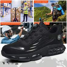 Men Women Safety Work Shoes Steel Toe Cap Anti‑Puncture Anti‑Slip Breathable Lightweight Industrial Labor Protection Work Shoes - Black - View 9
