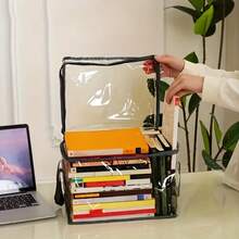 Transparent PVC Storage Box, Foldable Storage Bag With Visible Window, Thickened Waterproof Rectangular Storage Container, Suitable For Books, Toys, Stationery, Snacks, Space-Saving Home And Classroom Storage, College Dorm Essential, Holiday Gift Choice - Multicolor - View 3