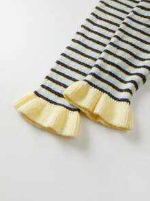 FOR BEAUTY Women's Autumn/Winter Cardigan, Y2K Elegant Retro Striped Ruffle Front Button Long Sleeve Slim Fit Sweater Top Fall - Multicolor - View 10