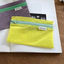 Multifunctional Fabric Storage Bag Student Stationery Pencil Case - Yellow - View 10