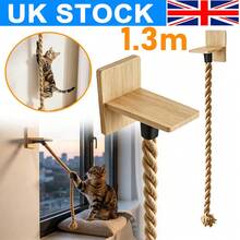 1.3m Wall Mounted Cat Climbing Rope, Natural Jute Scratch Resistant Scratcher With Hardwood Brackets, Cat Toy For Climbing Scratching Indoor Outdoor Use - Khaki - View 8