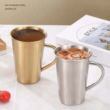 Thickened 304 Stainless Steel Water Cup, Double-Layer Anti-Scald, Coffee Cup, Beverage Cup, Tea Cup, Milk Cup, Easy To Clean, Durable, Shatter-Resistant, With Handle For Easy Grip, Suitable For Home, Office, Restaurant, Beverage Shop, Picnic Use - 1 - View 11