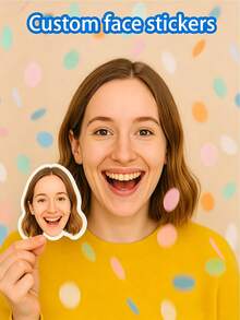 1/10/20pcs Customized Face Stickers - Personalized Party, Birthday Or Wedding Sequin Decorations - Multicolor - View 1