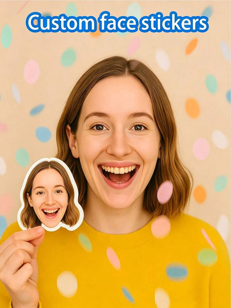 1/10/20pcs Customized Face Stickers - Personalized Party, Birthday Or Wedding Sequin Decorations - Multicolor - View 1