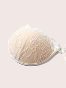 SHEIN Strapless Push Up Bra Invisible Sticky Bra Front Closure Lace Backless Adhesive Bra Gathering Lift Wireless Bralette Women Wedding Lingerie - Multicolor - View 3