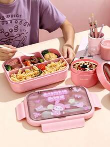 SEAL LOCK Cartoon Cute Lunch Box, Large Capacity School Lunch Box, Bento Box - Built-In Utensils, Microwave (Remove Lid), Lunch Bag, Suitable For Home, School, Office, Travel, Back To School, Outdoor Picnic - Multicolor - View 9