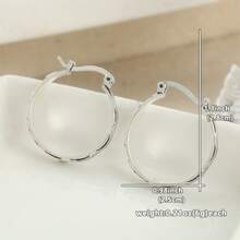 DIYCCPC Pendientes redondos minimalistas de moda para mujer, joyería versátil para orejas, adecuados para uso diario casual y reuniones, perfectos para regalar - Plateado - Ver 2