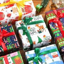 34/68/106pcs Christmas Gift Wrapping Paper(Includes Stickers), Cute Santa Claus Christmas Hat Christmas Snowman Wrapping Paper,Various Patterns - Style a - View 3