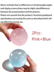 Cherry Blossom Pink + Light Sea Blue Color Round Slow Rebound Squeeze Toy, Soft Texture Can Be Freely Squeezed And Kneaded, Transparent Texture Can Also Be Used As A Desktop Decoration, It Is A Stress Relief Tool For Students And Adults To Relieve Anxiety And Relax Their Mood, It Is Also An Ideal Gift For Holidays, Birthdays, Parties And Other Occasions - Multicolor - View 12