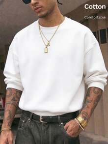 Men's Slim Fit Lightweight Sweatshirt, Autumn Vacation Y2K Style, Casual Sports Countryside Vibe - White - View 8