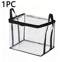 Transparent PVC Storage Box, Foldable Storage Bag With Visible Window, Thickened Waterproof Rectangular Storage Container, Suitable For Books, Toys, Stationery, Snacks, Space-Saving Home And Classroom Storage, College Dorm Essential, Holiday Gift Choice - Multicolor - View 12
