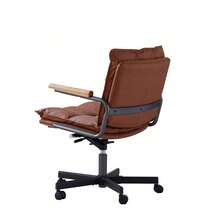 Home Office Desk Chair, Leather Ergonomics Computer Chair With Wheels And Oak Armrests, Height Adjustable Wheelchair With Swivel Function For Executives, 65 X 46 X 72 Cm - Brown - View 5