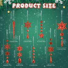 10pcs Random Red Christmas Hanging Ornaments, Snowflake Star Icicle Water Drop Pendants, Shatterproof Christmas Tree Decorations With Rope, Winter Window Wreath Party Decor, Random Style Shipped - Multi-color-a - View 3