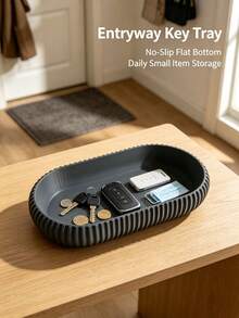 Oval Multifunctional Storage Tray, Matte Japanese Style Small Key Tray/Storage Dish, Minimalist Storage Plate, Suitable For Entryway, Vanity, Bathroom And Office Desk Decoration, Multi-Purpose Jewelry Tray, Jewelry Holder - Multicolor - View 5