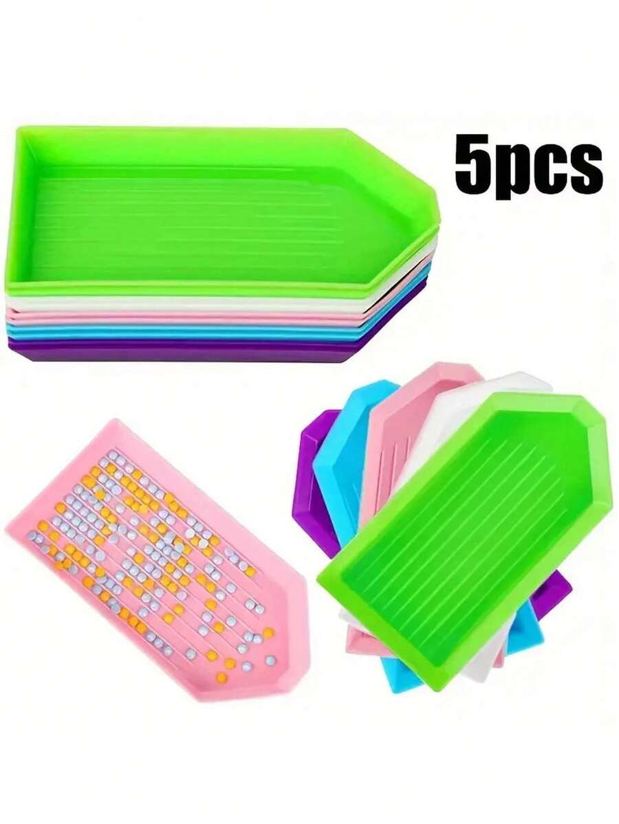 1-5pcs Multicolor Plastic Diamond Painting Bead Sorting Trays, Easy-Pour Design Craft Jewelry Storage Boxes, DIY Diamond Painting Supplies And Tools - A - View 1