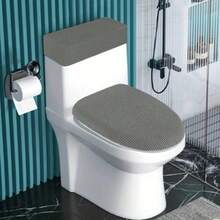 2PCS-Elastic Toilet Seat Cover, Toilet Lid Cover And Tank Cover, Corn Velvet Elastic Fabric Toilet Seat Set, Suitable For Bathroom Toilet, Easy Installation, Machine Washable, Great Gift For Thanksgiving And Christmas. - Multicolor - View 7