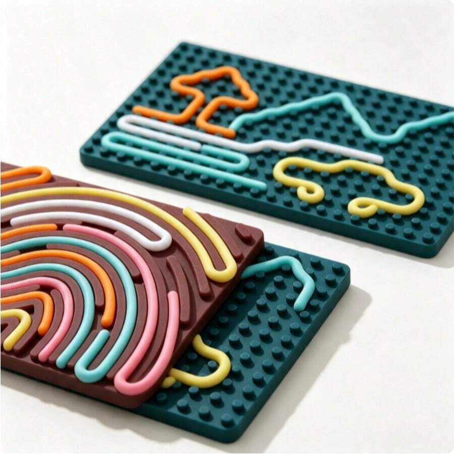 1 Set Sensory Activity Board: Adult Double-Sided Silicone Material | Quiet And Tidy, Relieves Anxiety, ADHD And Autism Symptoms | Comes With 8 Ropes | Suitable For Teens 14 Years And Above, Breathable Silicone Toy, Creative Toy, Stress Relief Tool, Halloween And Christmas Gift Choice (Random Color)